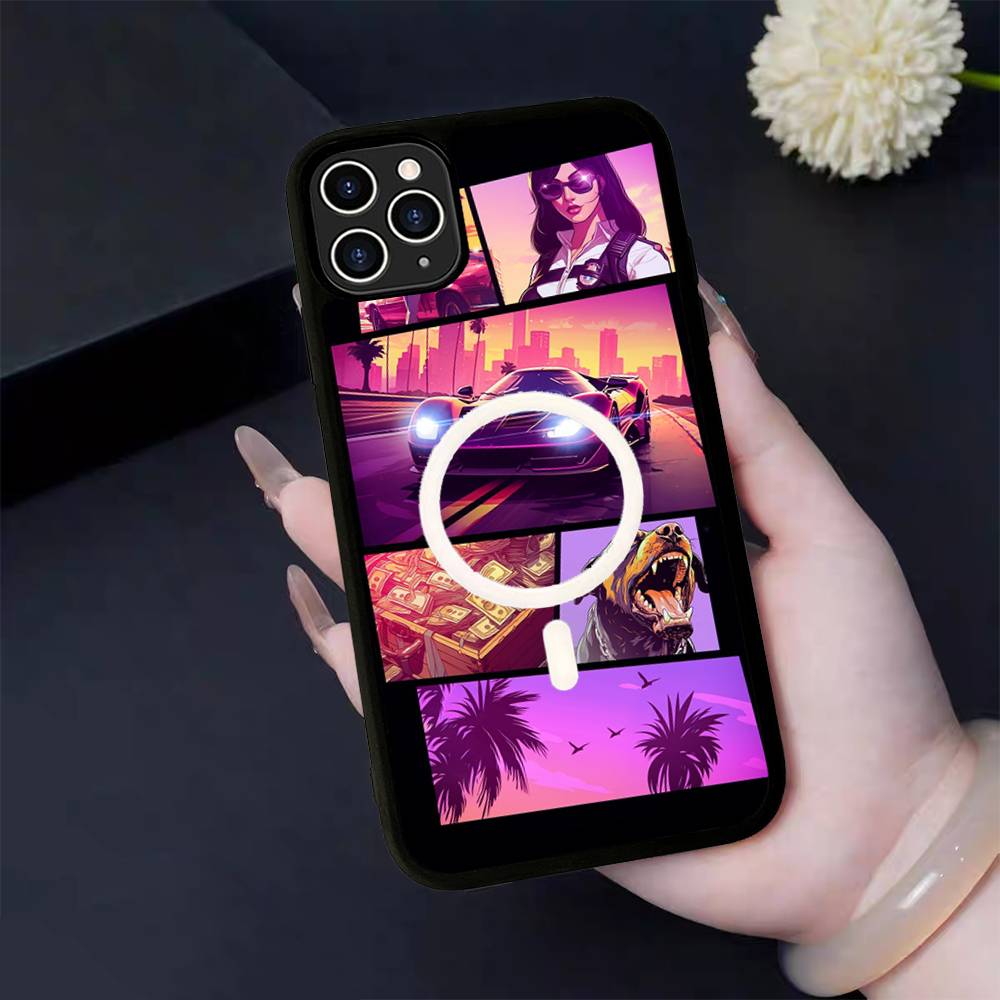 

Hot Game G-Grand T-Theft Auto Magnetic Wireless Phone Case For IPhone 17 16 15 14 Plus 13 12 11 Pro Max iPhone 13 pro