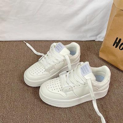 Korean Version of Platform White Shoes Women's Ins Tide 2025 Autumn New Niche Versatile Breathable Board Shoes White Adult