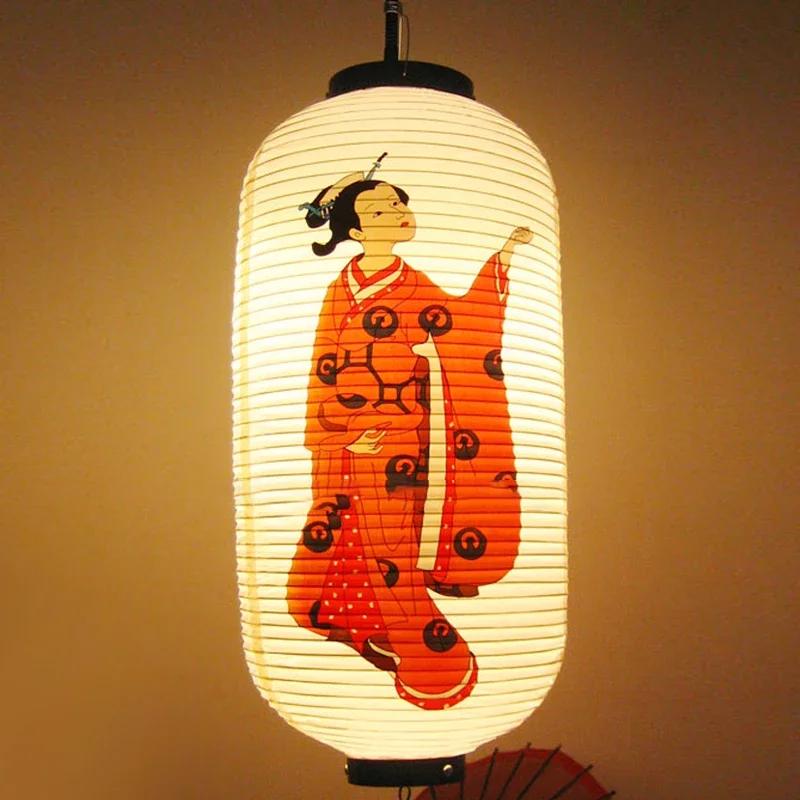 25x50cm Japanese Pvc Waterproof Lantern Geisha Hanging Korean Ramen Sashimi Cuisine Shop Restaurant Pub Decor Outdoor Lanterns