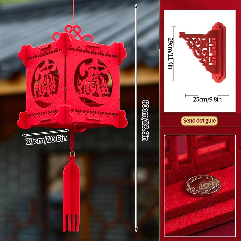 2Pcs Red Chinese Lanterns Chinese New Year Decorations Spring Festival Lantern Lucky Fu 3D Puzzle Lanterns Festival Celebration