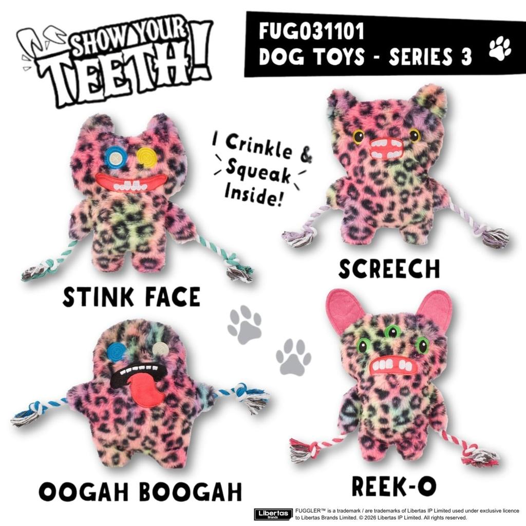 Fuggler Stink Face Rope Arm Leopard Dog Toy Authentic (Squeaky, Product)