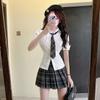 Senior Girl Waist-Cinching JK Uniform Shirt - Japanese Summer Academic Style, Short-Sleeved, Pure Desire