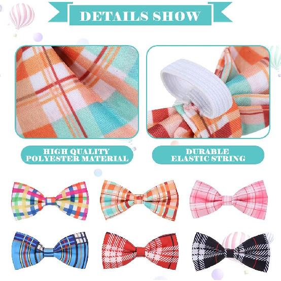PAWCHIE Plaid Dog Bow Ties 6 Pcs - Cute Dog Collar Attachment Bow Ties, Collar Charms Accessories Fit Small Medium Large Dogs Puppies Cat for Party