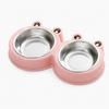 Frog Shaped Double Pet Bowl,Removable Stainless Steel Dog Cat Feeder Water Bowl,Anti‑Slip Anti‑Tip PP Base for Small Pets