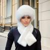 Winter Thickened for Keep Warmth Hat Scarf Two-piece Set Women Windproof Thick Warm Neck Wrap Solid Color Ear Protection Mongolian Hat