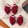 RAINBOW BOWS 2Pcs Retro Wine Red Bowknot Pearl Boutique Hair Clips Girls Ribbon Delicate Barrette Palace Princess Style Headwear