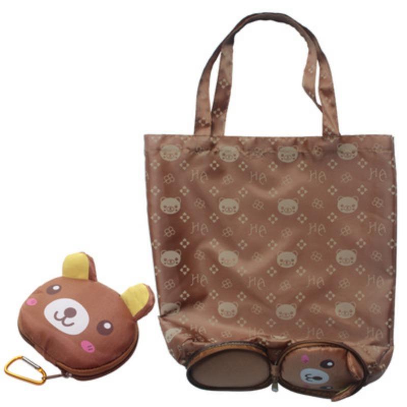 Складная сумка для покупок с изображением мультяшных животных многоразовая складная портативная сумка для покупок в супермаркете женская сумка-тоут коричневый 759₽