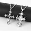 Vintage Hip Hop Sweater Chain Necklace: Flaming Cross Pendant Unisex.