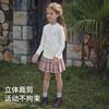 David Bella Girls' Bottom Shirt Autumn/Winter New Children's Half High Collar Long Sleeve T-shirt Antibacterial White Top