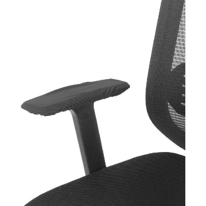 1 Pair Knitted Elastic Fabric Chair Armrest Covers Office Wheelchair Arm Rest Pad Elbows Forearms Pressure Relief Slipcover (Black)