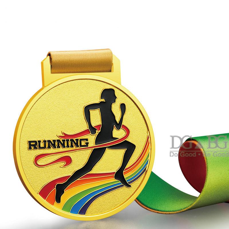 Running Runner Gold Medals Trophy Award With Neck Ribbons Express Medal Various Souvenir School Sports Prize Gift Custom Made