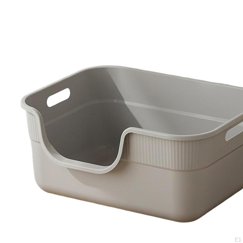 Cat Open Top Anti Splashing,Pet Supplies,Easy To Clean,with Hollow Handles High Sides Litter Pan for
