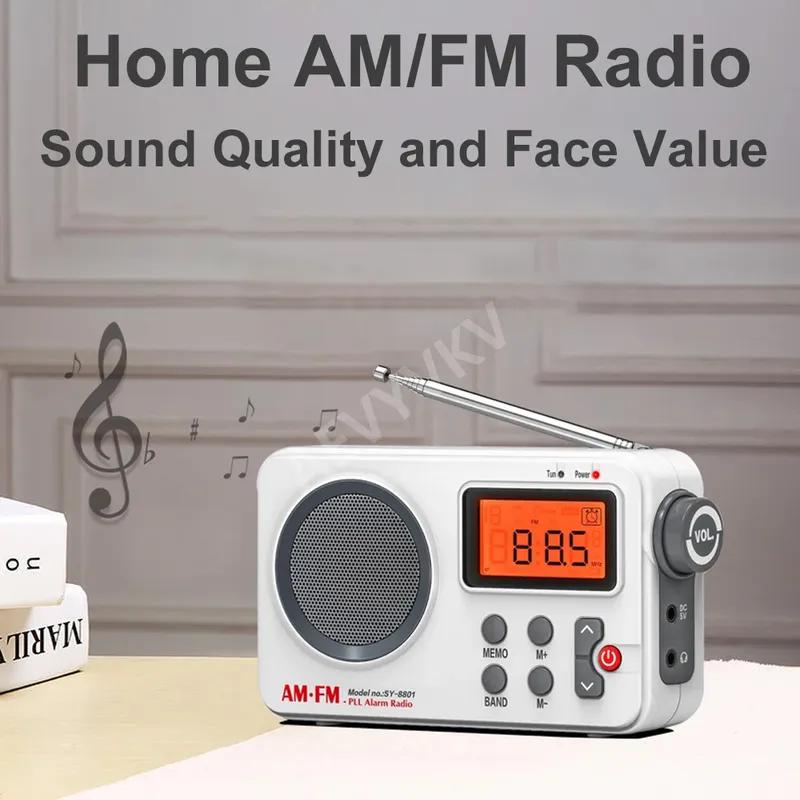 Tragbares Radio FM & AMLCD-Bildschirm unterstützt 5-V-Eingang Bass AM-Radio Timer Alarm Timer Abschaltung Speicher Frequenz Programm Weiß & Schwarz