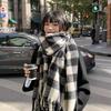 European and American style winter high sense thickened black and white plaid scarf female tassel warm Korean version shawl male wholesale