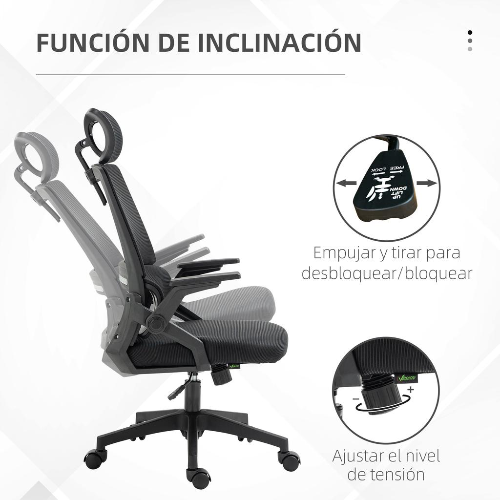 Office Chair, Mesh, Swivel, Height and Headrest Adjustable, 60 X 61 X 104.5-121.5 Cm, Black