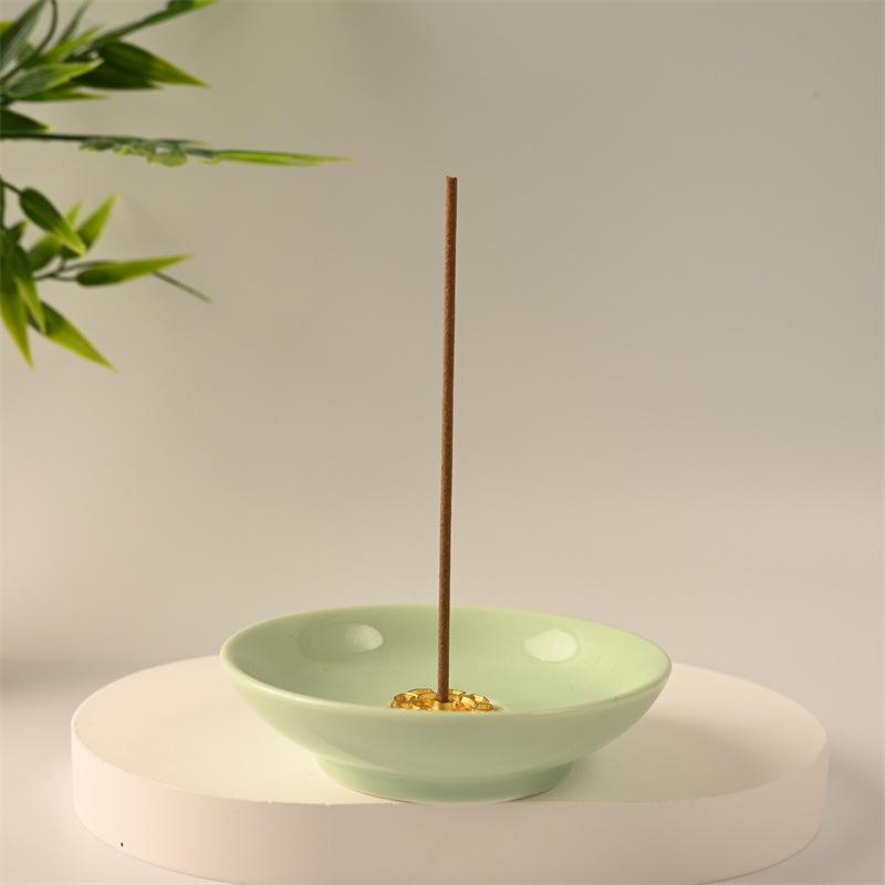 Minimalist Ceramic Incense Stick Holder - Round Colored Plate for Home Decor