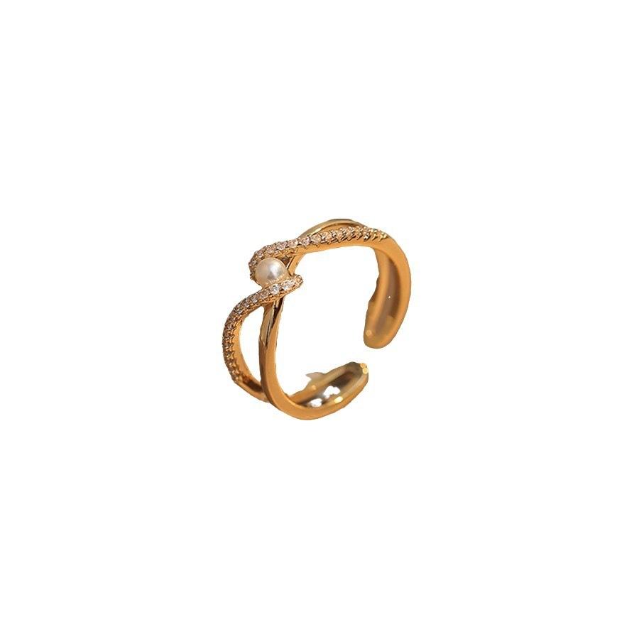 Delicate Diamond-set Pearl Ring Female Niche Design Index Finger Ring Ins Small Fragrance Light Luxury High-end Ring Jewelry.