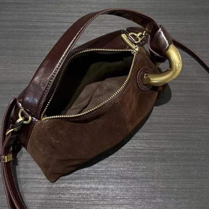 Yogodlns Geantă de umăr la modă pentru femei Piele de căprioară sintetică Genți de mână de damă Geantă hobo mică Genți messenger crossbody pentru doamne