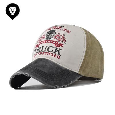Pure Cotton New Washed Baseball Cap Men's and Women's Ghost Rider Printing Outdoor Cowboy Hat Washed Old Hat