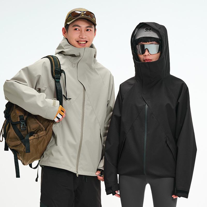 Mountain Shell Lightweight Jacket Women's Windproof, Waterproof and Oil-proof Outdoor DuPont Three-proof Magnetic Hiking Suit Men
