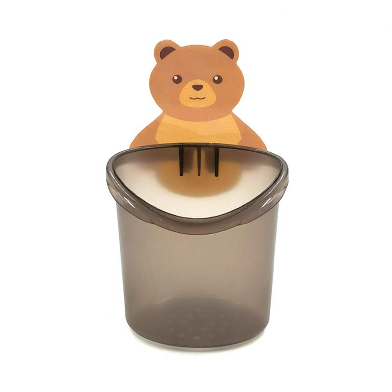 Toilet Bear Hug Toothbrush Cup Toothpaste Storage Rack Bathroom Non-Punching Wall-Mounted Drain Bear Storage Cup