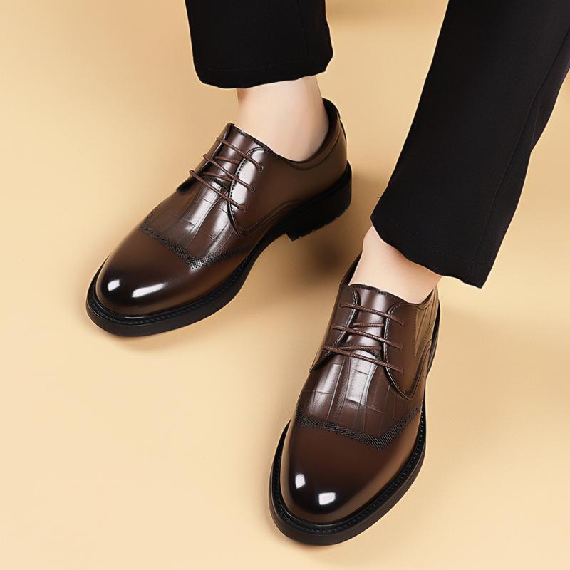Fashion Business Leather Oxford Shoes 2025 New Men's Wedding Shoes Fashion Men's Breathable Flats Lace Up Leather All-match Casual Shoes