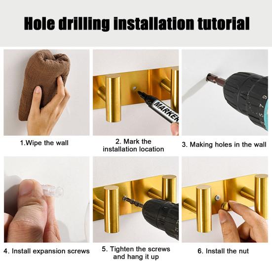 Self-Adhesive Storage Hook Towel Hanger Strong Load-bearing Anti-Rust Simple Installation