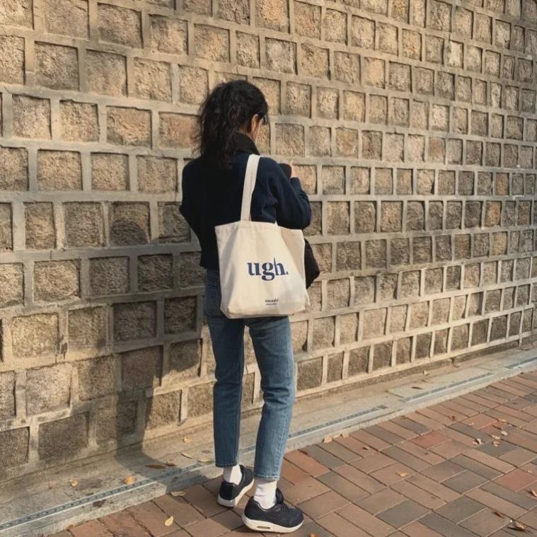 

Корейская ретро-холщовая сумка для покупок большой вместимости 40*35*6 cm