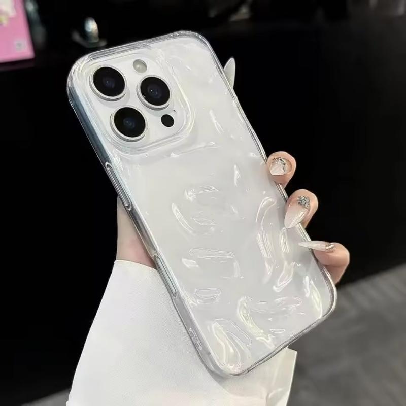 

Конфетно-мягкий силиконовый чехол для телефона с волнообразным узором для iPhone 11 12 13 14 15 16 Pro Max X XR XS 8 7 Plus, противоударный бампер iPhone 14 Pro прозрачный