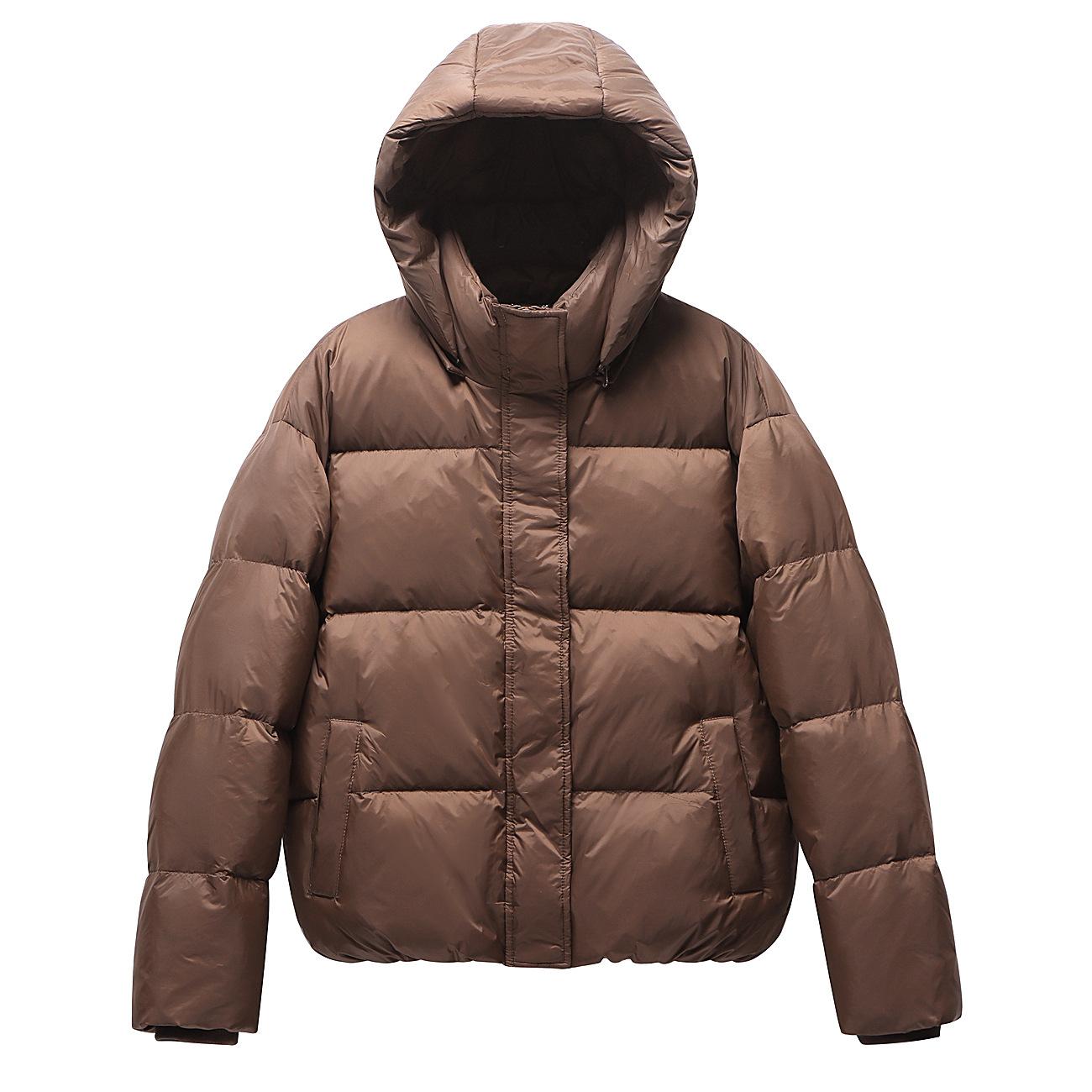 

Short puff down jacket women s winter new high-end thickened bread jacket super nice coat L темно-коричневого кольору