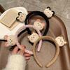 1pc Cute Plush Bear Headband, elastic & soft polyester, ideal for women & girls during skincare & makeup.