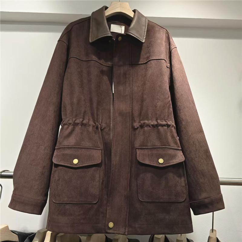 Women's Vintage Collar Zipper Causal Long Sleeve Streetwear Jacket for Fall