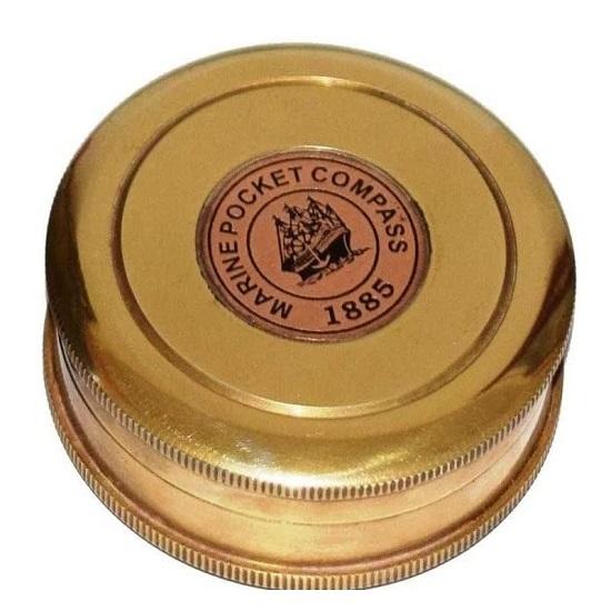 Brass Marine Pocket Compass, Handmade Unique Gift Robert Frost Poem Engraved Brass Compass,  Style Brass Pocket Compass with Black Leather Case