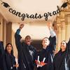 Congrats Grad Banner Decorations - Hanging Glitter Graduation Banner with Cap Garland Sign Bunting for Graduation Celebration Photo Backdrop, College