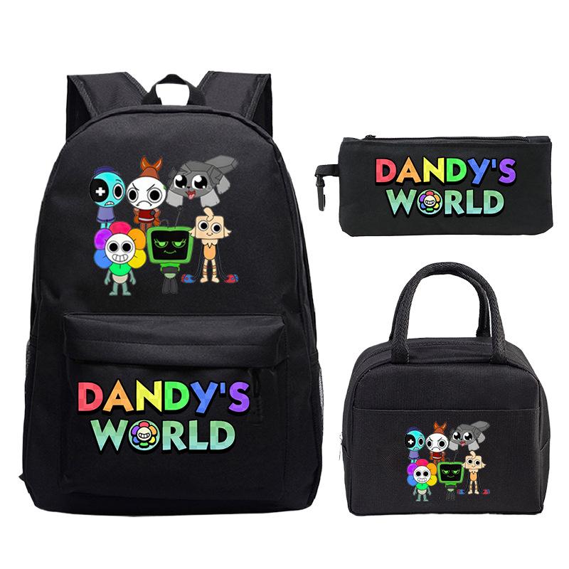New Dandy's World Game Merchandise Cartoon Printing Student Schoolbag Foreign Trade Pencil Bag Meal Bag Set