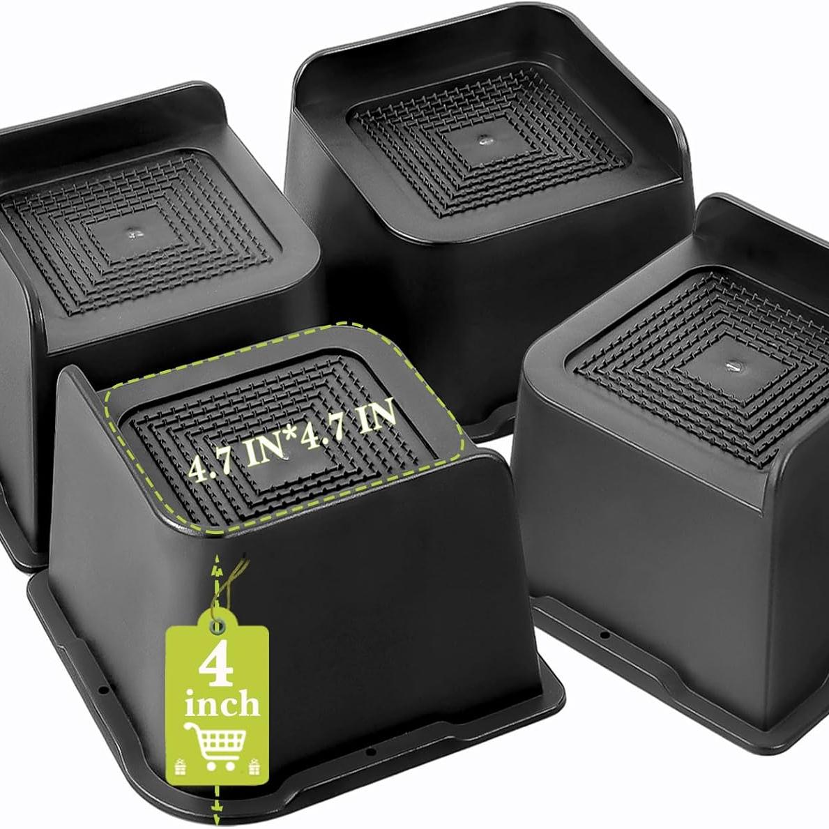 

4x Bed Risers 4 inch Heavy Duty, Oversized Furniture Riser for Couch Sofa Table Chair Leg, Support up to 6000 Lbs (Black,4 inch)