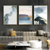 Abstract Marble Blue Golden Watercolor Ink Poster Nordic Modern Wall Art Canvas Painting Print Picture For Living Room Decor