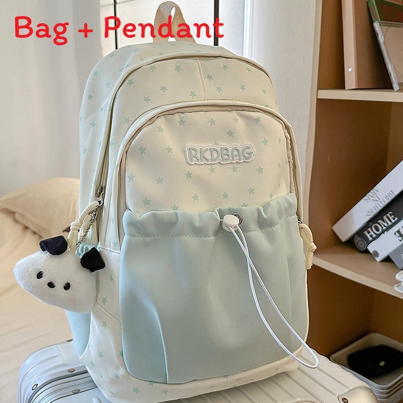 

Starry Backpack With Expandable Nylon Material For School Use зелений