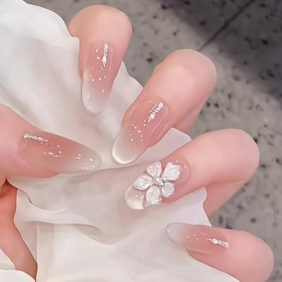 Press-on Nägel Medium Stiletto Glitzer Falsche Nägel Press-ons mit Design Wiederverwendbar Acryl Falschnagel Full Cover Klebenagel Aufklebenagel für Damen