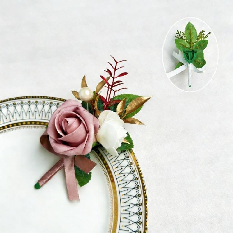 6Pcs Multipurpose Wedding Boutonniere Artificial Flower Wrist Corsage for Wedding Anniversary Party Table Centerpieces