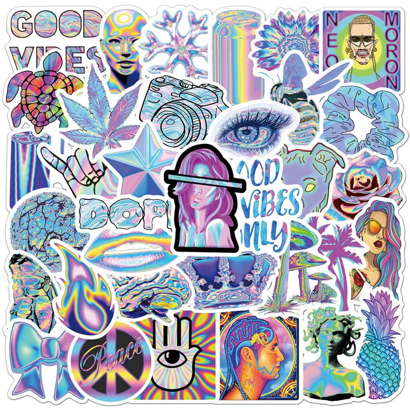 

50 шт., Ins Wind, красочные лазерные наклейки, такие же милые наклейки, Vtuber, наклейки для багажа, наклейки на кружку, наклейки для украшения ноутбука