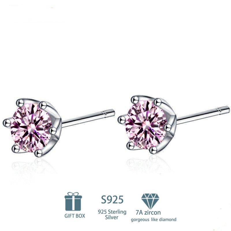 Tancise Klassische 925 Sterling Silber Rosa Gelb 7A Zirkon Ohrringe Tropfenohrringe für Frauen Hochzeit Party Geschenke