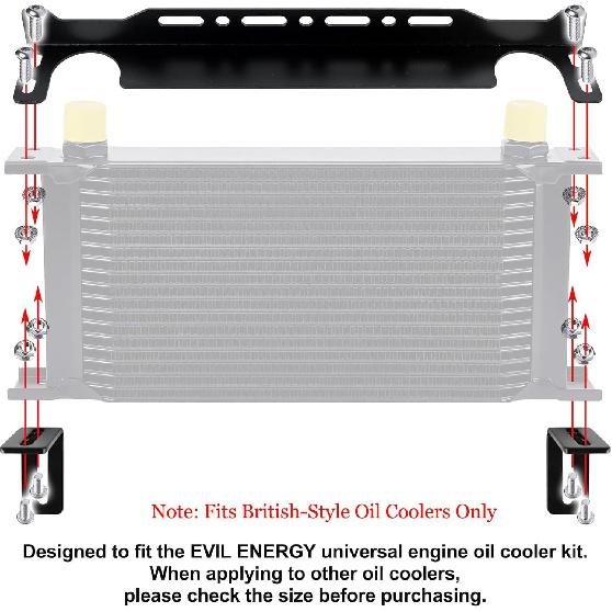 EVIL ENERGY Oil Cooler Mounting Bracket Kit 330Mm / 13 Inch Aluminum Alloy Black (Only Fit For British-Style Oil Cooler)