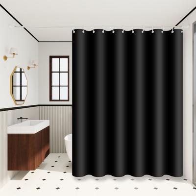 Rideau de douche minimaliste noir uni, Rideau de séparation pour séparation sec et humide de salle de bain, Matériau PEVA, Facile à nettoyer, Livré avec crochets