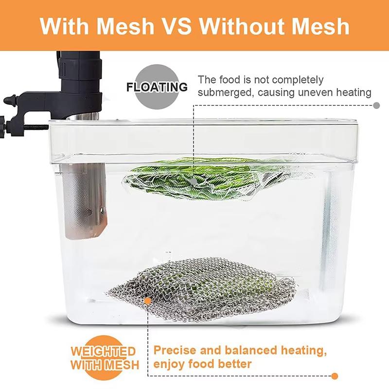 Sous Vide Sinker Weight Food Grade Stainless Steel Mesh Net Secure Immersion Evenly Cook Kitchen Accessory