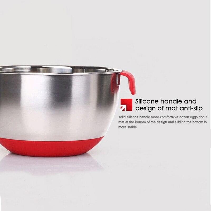 Silicone Handle Stainless Steel Salad Bowl Stainless Steel Sweep Bowl | Salad Bowl | Pool Salad Mix