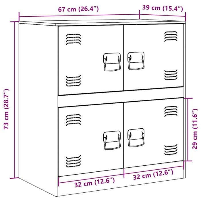 VidaXL Buffet Pink 67x39x73 Cm Steel, Cabinet, Sideboard, Storage Cabinet, Cabinets, Cupboard, High Buffet, 841650