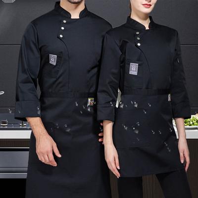 Şef Üniforma Stand Yaka Kruvaze Uzun Kollu Unisex Yumuşak İnce Leke Tutmaz Aşçı Gömleği Fırın