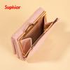 Embroidered thread plaid wallet short women's light and thin change bag pu fashion student card bag