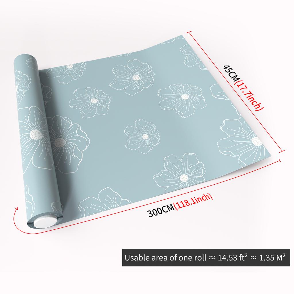 45x300CM Fresh Style Adhesive Wall Wallpaper,Waterproof PVC Peel&Stick Wall Sticker for Kids Room Bedroom Living Room Home Decor